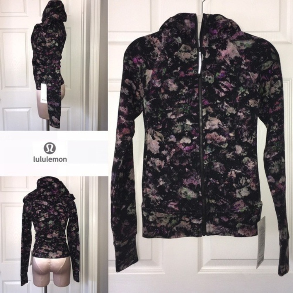NWT Lululemon Floral Print Scuba Hoodie Fleece Lined Sweater - Picture 2 of 10